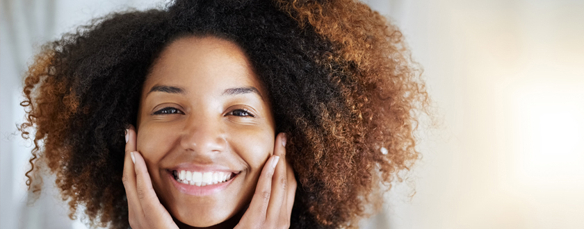 smiling women with very white teeth